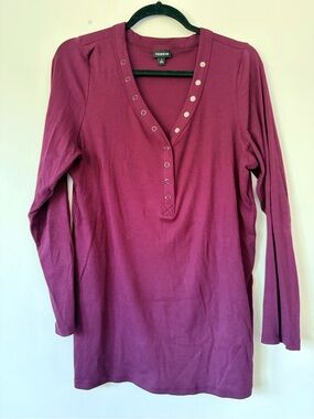 NWOT Torrid Plum Long Sleeve Ribbed Henley Super Soft Top Size 1